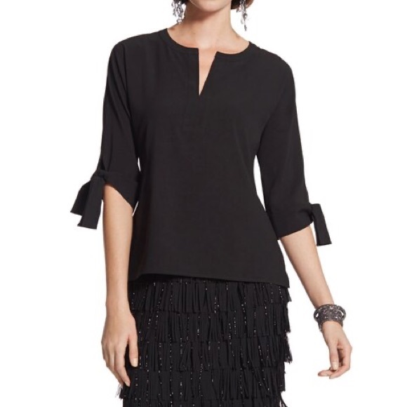 Chico’s Black Label Tie Sleeve Blouse - Sz. 2 - Picture 4 of 10